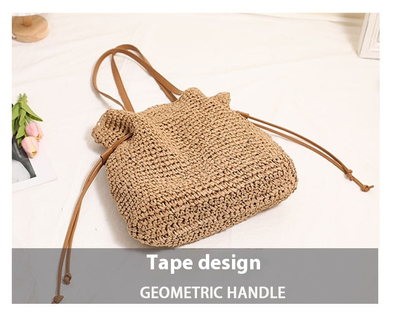 Straw Lucky Borse Coffee Color Medium Spalla con tasca del telefono