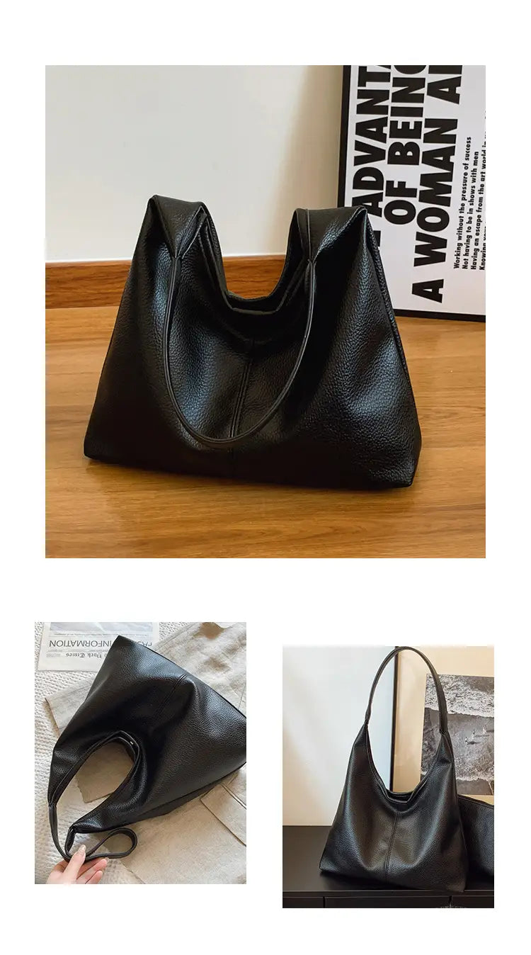 Borsa per secchio in pelle PU con tasche con cerniera borsetta di grande capacità per le donne