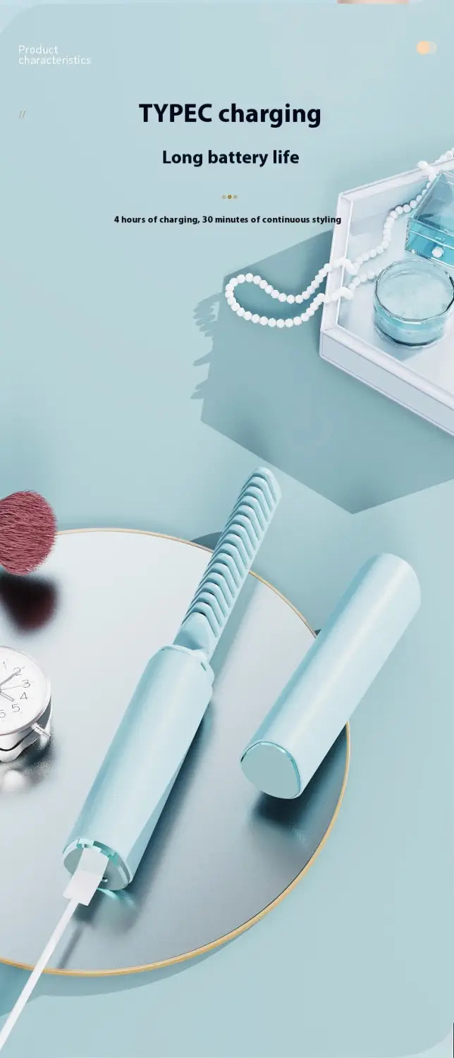 Wireless Hair Straighteners Small USB Rechargeable Titanium Coating