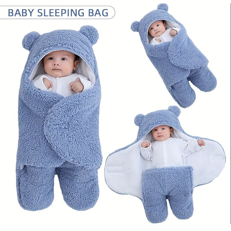 Winter Baby Sleeping Bag Bear Nap Printed Sleeping Bag Suitable For Babies Aged 0-10 Months Soft Nap Mat With Removable