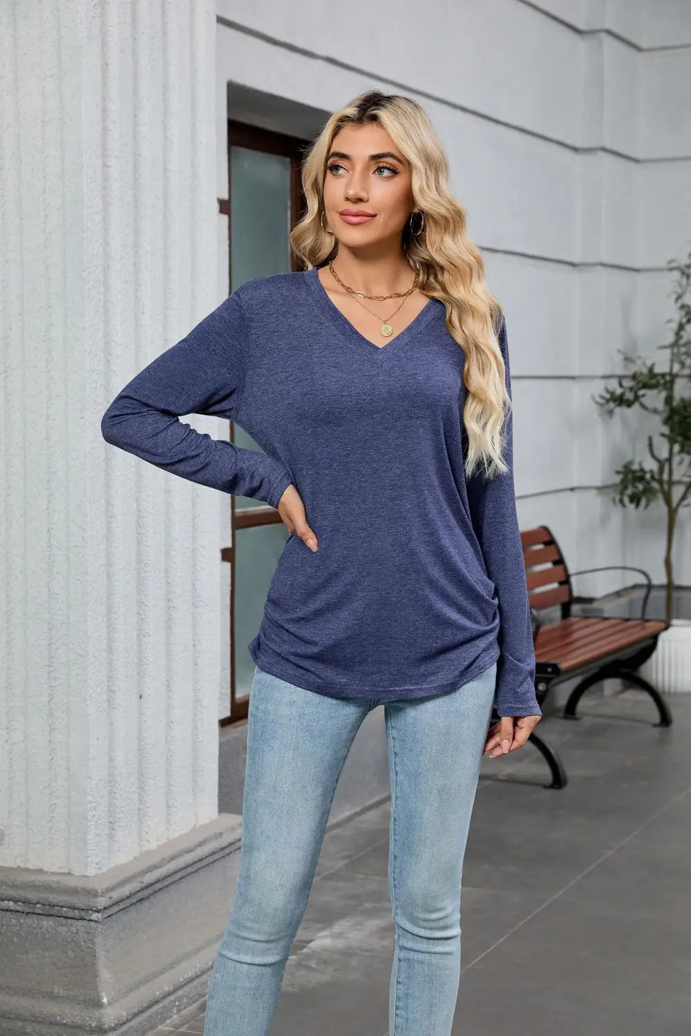 Frauen gefalteter Pullover Pullover personalisierte Farben Casual Workwear S-XXL