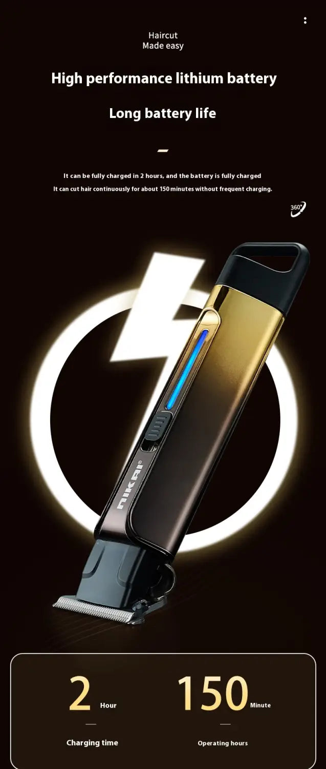 Retro Oil Head Electric Hair Clipper with Carving and Rechargeable Battery