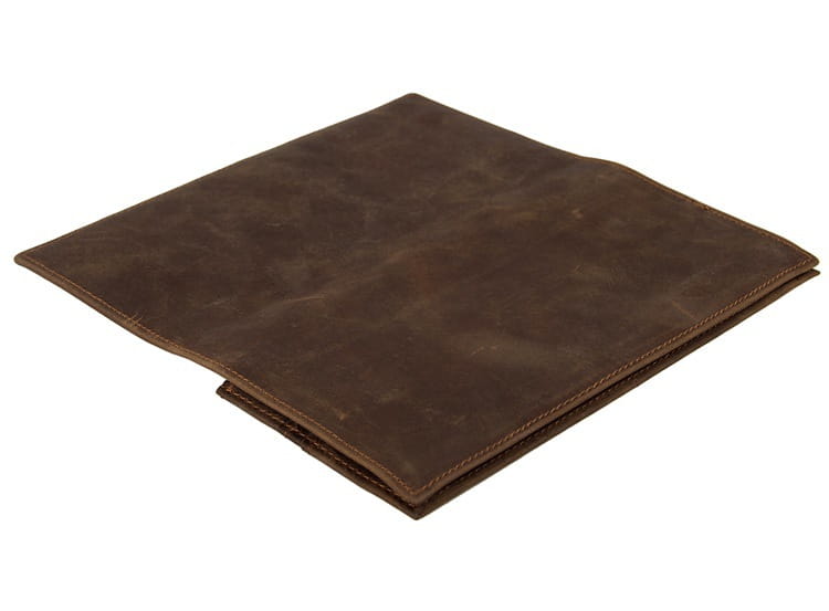 Vintage Crazy Horse Leather Long Wallet with Multiple Compartments