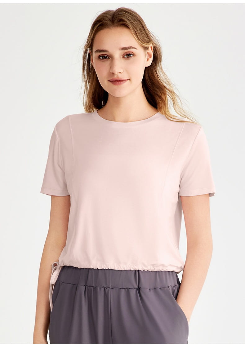 Tricou de antrenament roz roz și negru și negru pentru fitness yoga