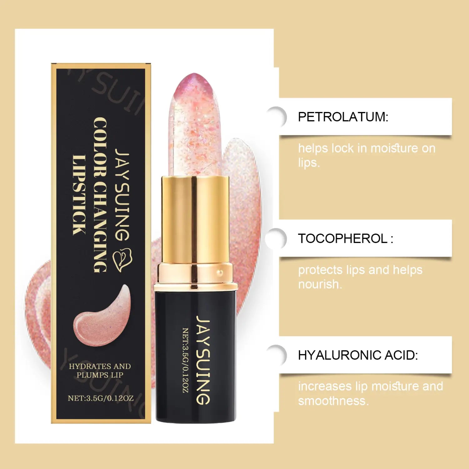 Moisturizing Hyaluronic Acid Lipstick with Vitamin E and Jojoba Oil