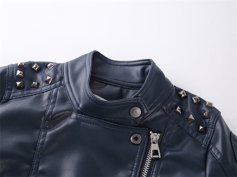 Solid Color Leather Fabric for Fashion Casual Jackets in Black and Royal Blue