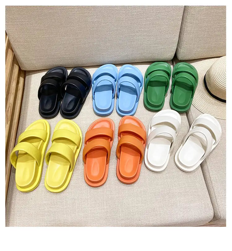 Black Sheepskin Flat Heel Slippers with Rubber Foam Sole