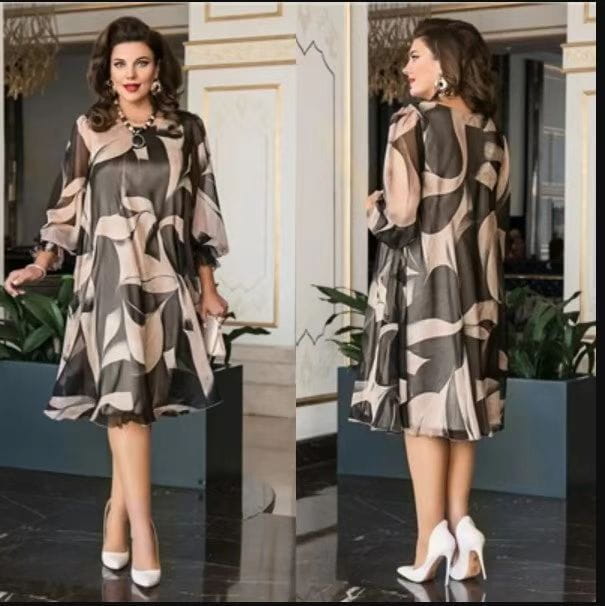 Women’s Long Sleeve Maxi Pullover Dress Plus Size Casual Skirt Polyester