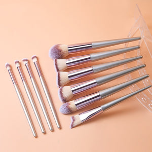 18 Pinceaux de Maquillage Champagne Ensemble Haute Qualité Poignée en Bois Massif Outils de Beauté 