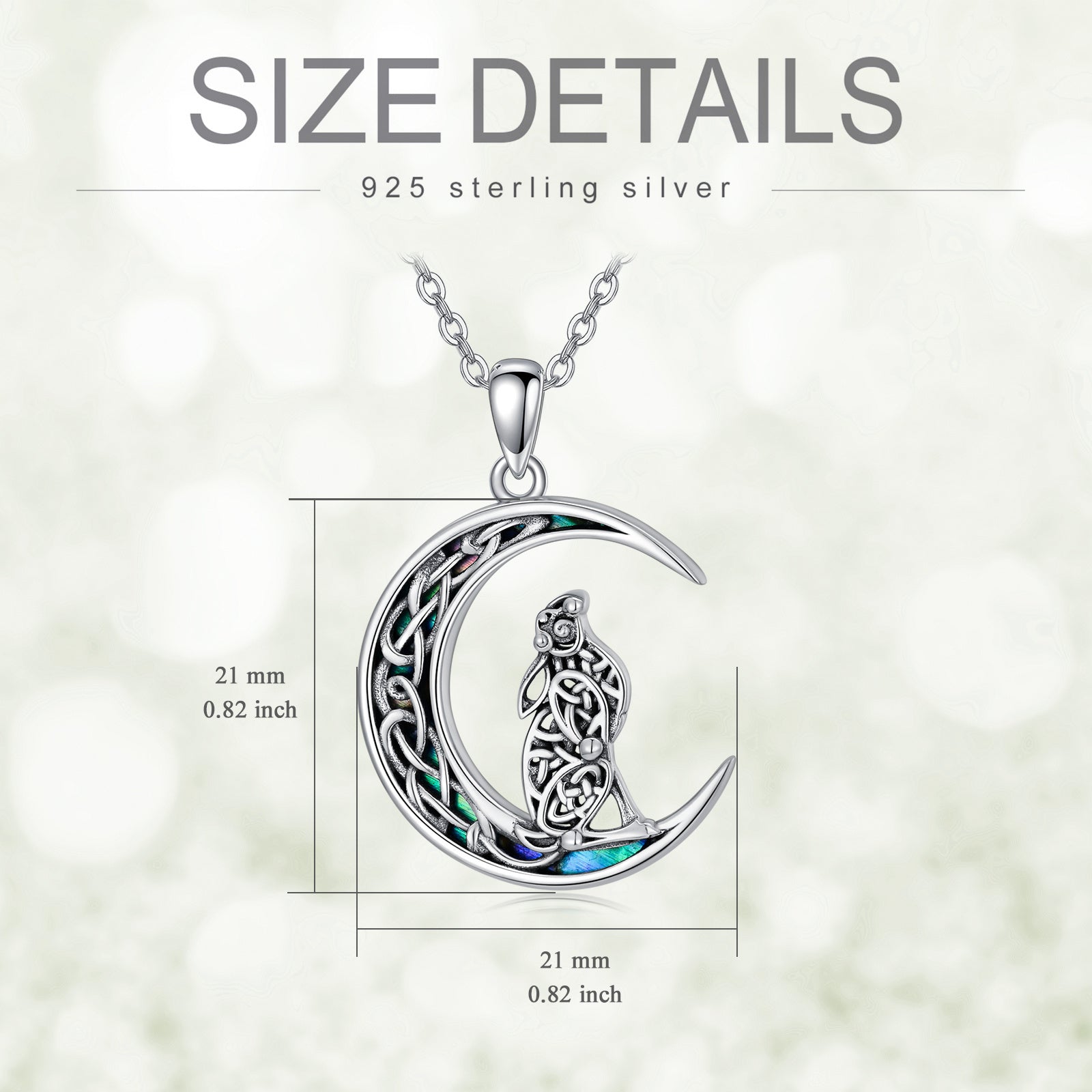 Celtic Knot Bunny Moon Necklace Sterling Silver Abalone Shellfish Pendant Jewelry Gifts - Celtic Knot Bunny Necklace