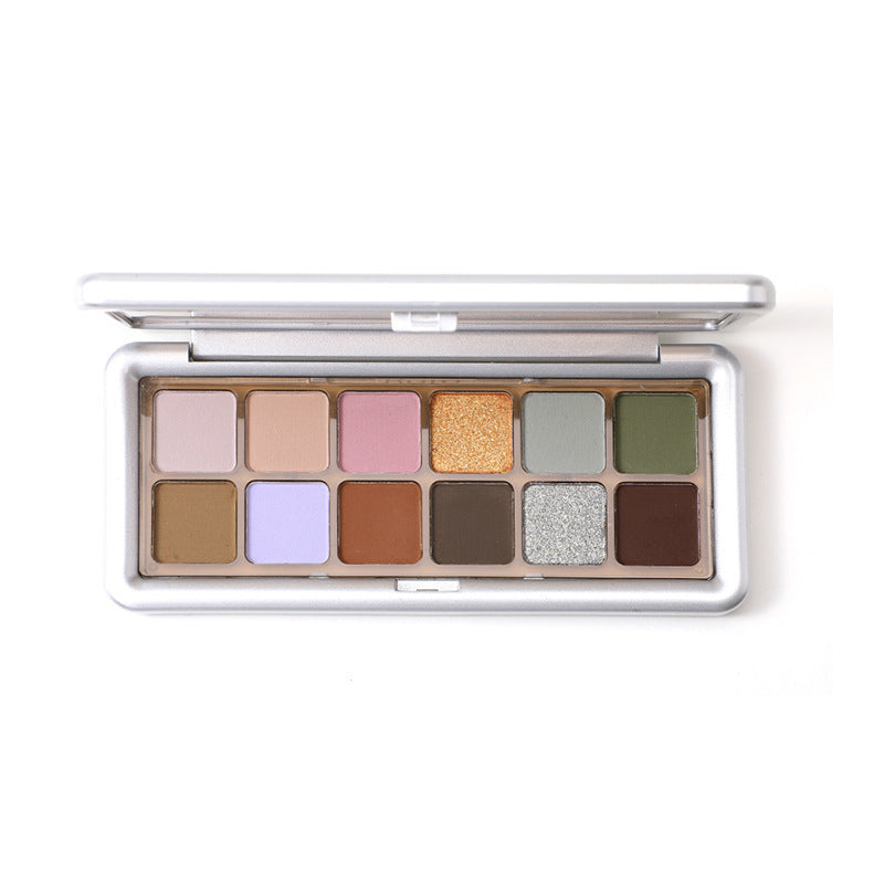 Cement Plate 12Color Eye Shadow Set with Pearl Matte Finish - Teleplus cement plate 12color eye shadow pearl matte