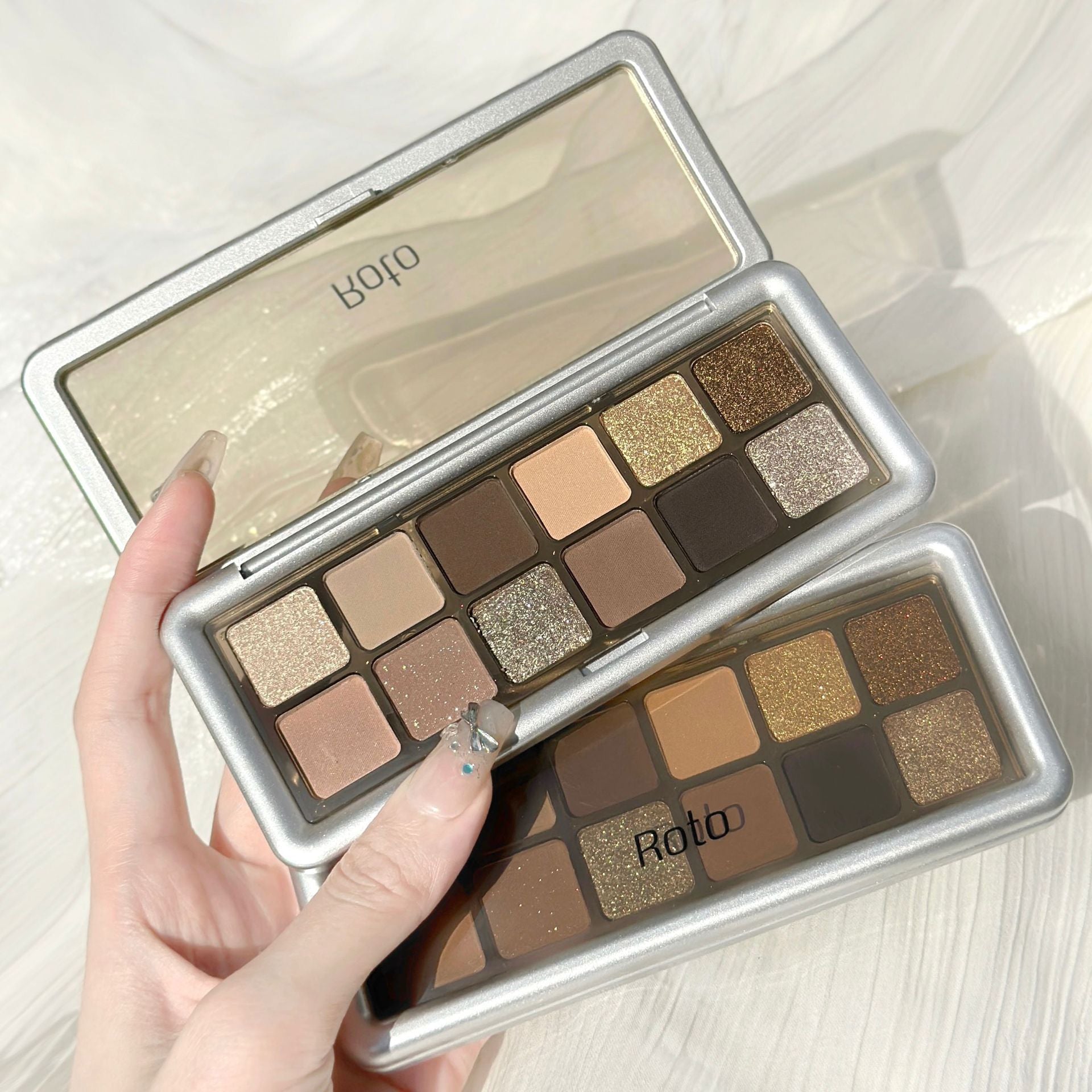 Cement Plate 12Color Eye Shadow Set with Pearl Matte Finish - Teleplus cement plate 12color eye shadow pearl matte