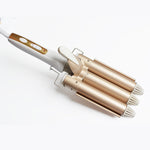 Ceramic Glaze Large Three-Tube Curling Iron with Egg Roll Stick Design - ceramic glaze large egg roll stick three
