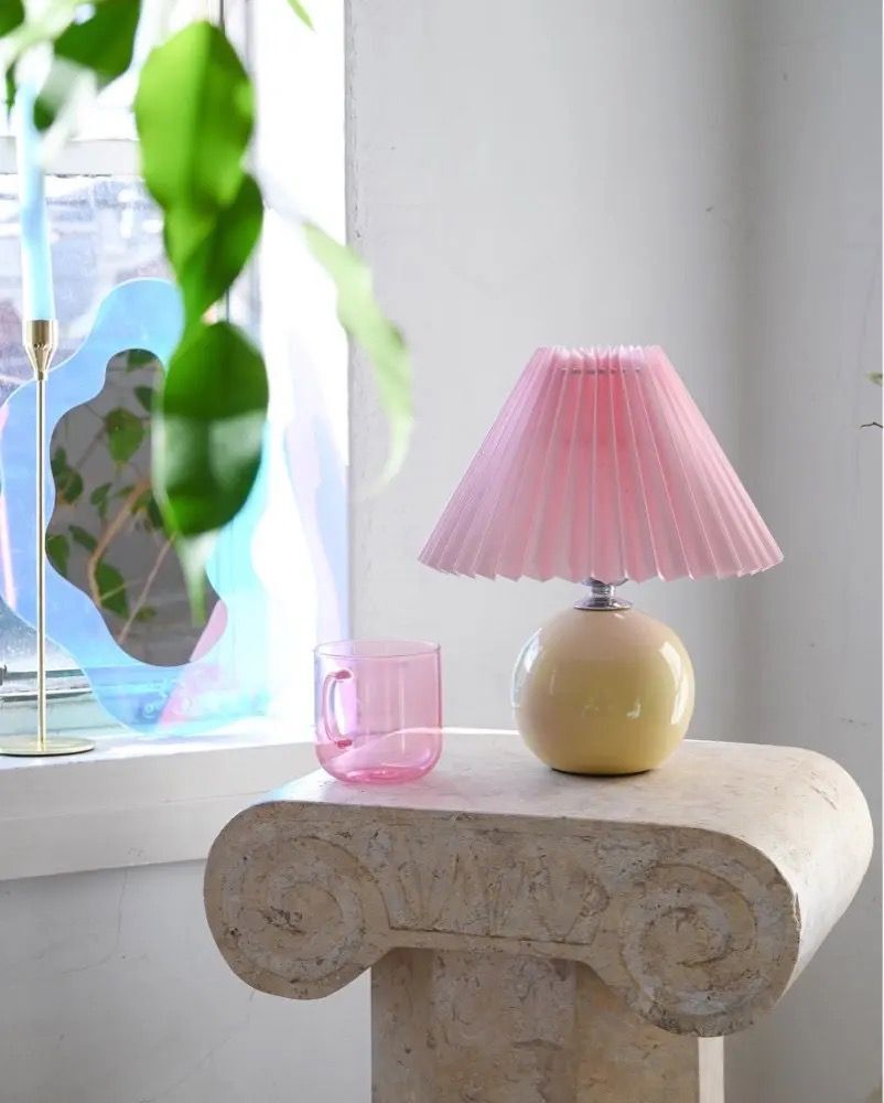 Ceramic Pleated Table Lamp Nordic Bedside Creative Night Light - Teleplus pleated table lamp nordic bedside ceramic