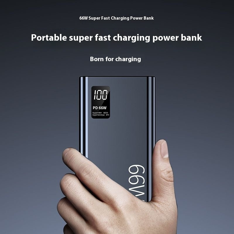 Certified Large Capacity 66W Super Fast Charge Power Bank with Send Type Cable - Teleplus certified large capacity 66w