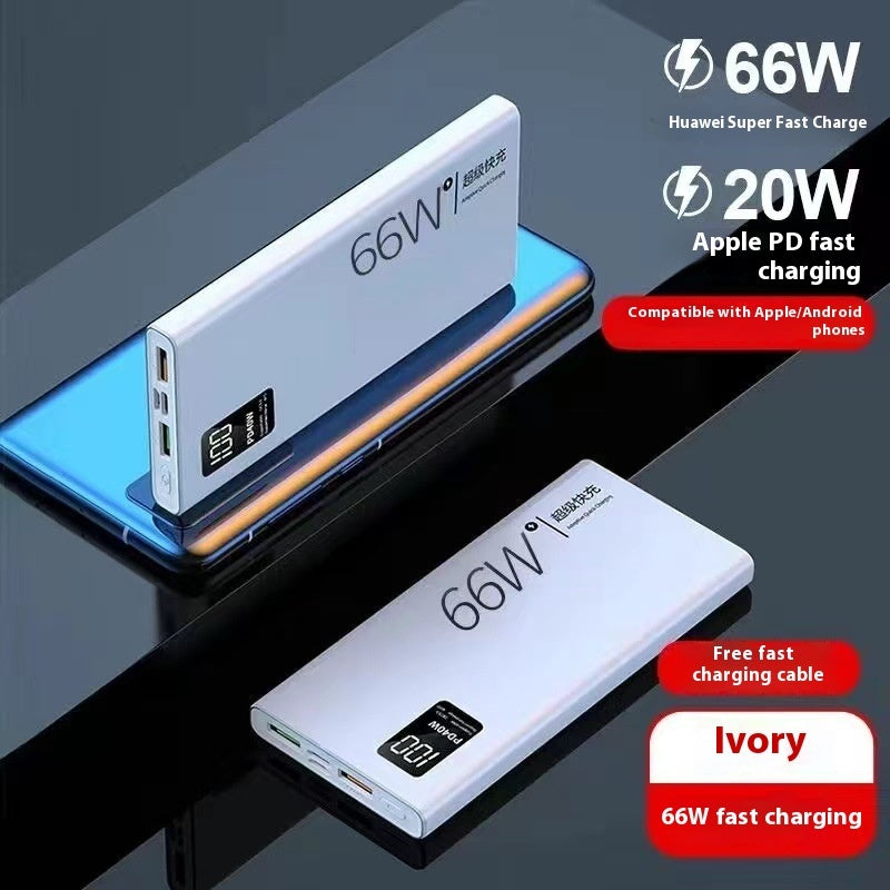 Certified Large Capacity 66W Super Fast Charge Power Bank with Send Type Cable - Teleplus certified large capacity 66w