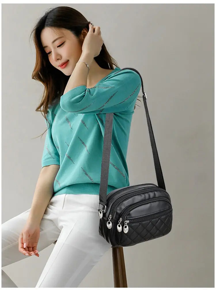Fashion Crossbody Small Bag with Rhombus Design and Black PU Material