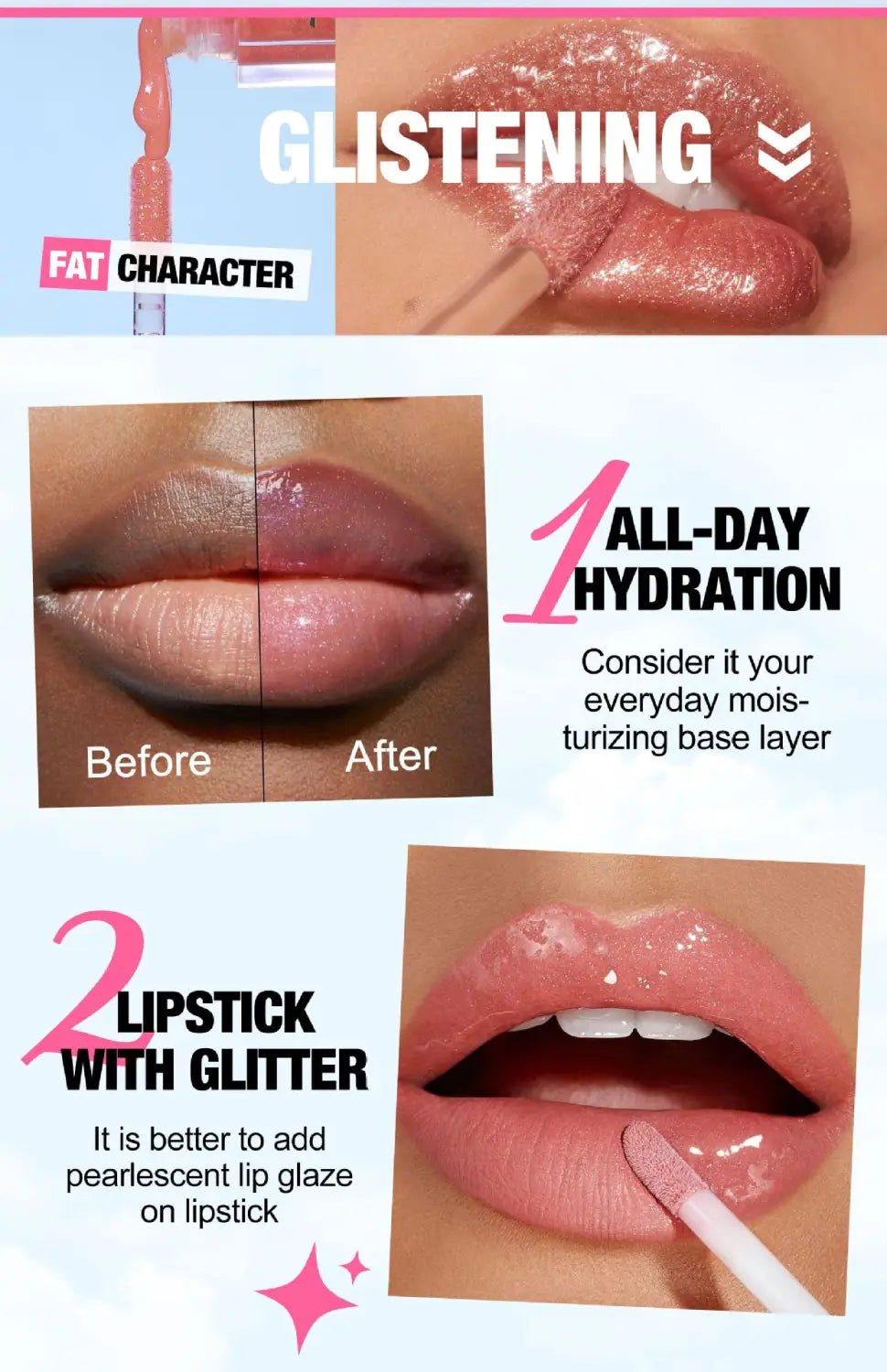 Moisturizing Pearlescent Lip Paint Long Lasting Hydrating Color