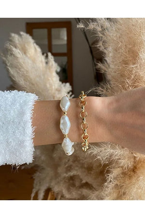 Chain and Pearl Bracelet Set Layered Elegant Jewelry for Women - Teleplus bracelet set