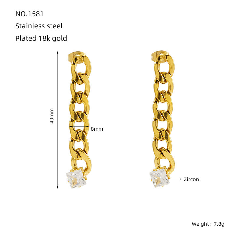 Gold Plated Zircon Earrings for Women in the United States CHF Style - Chain Stylish Ear Adventures united states chf