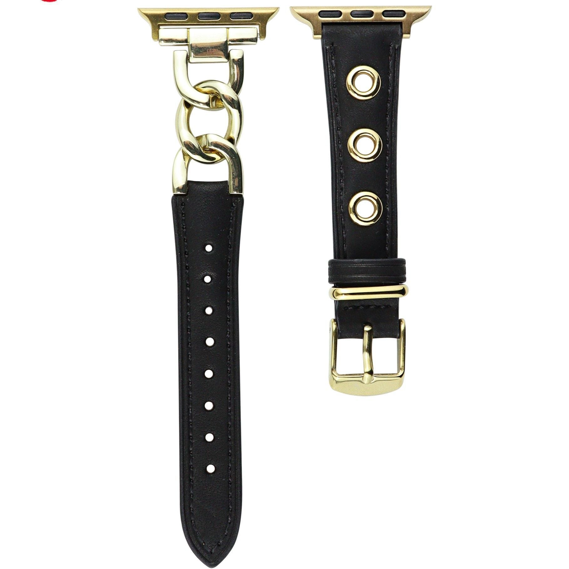 Chain Three-hole Retro Leather Leather Strap - Chain Three-hole Retro Leather Strap for Watches