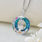 Chakra Triple Moon Goddess Crystal Necklace In White Gold Plated Sterling Silver - Triple Moon Goddess Necklace