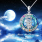 Chakra Triple Moon Goddess Crystal Necklace In White Gold Plated Sterling Silver - Triple Moon Goddess Necklace