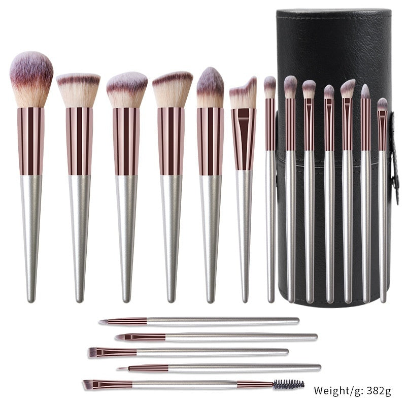Champagne Makeup Brushes Set with Solid Wood Handles for Suitable Application - Teleplus champagne makeup brushes suit
