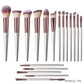 Champagne Makeup Brushes Set with Solid Wood Handles for Suitable Application - Teleplus champagne makeup brushes suit
