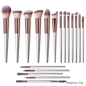 Champagne Makeup Brushes Set with Solid Wood Handles for Suitable Application - Teleplus champagne makeup brushes suit