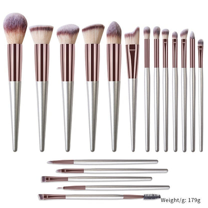 Champagne Makeup Brushes Set with Solid Wood Handles for Suitable Application - Teleplus champagne makeup brushes suit