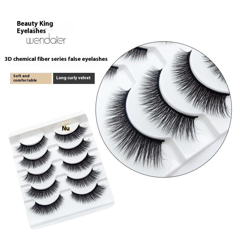 Chemical Fiber Eyelashes Big Eye Five Double Pairs for Volume - Teleplus big eye five double pairs