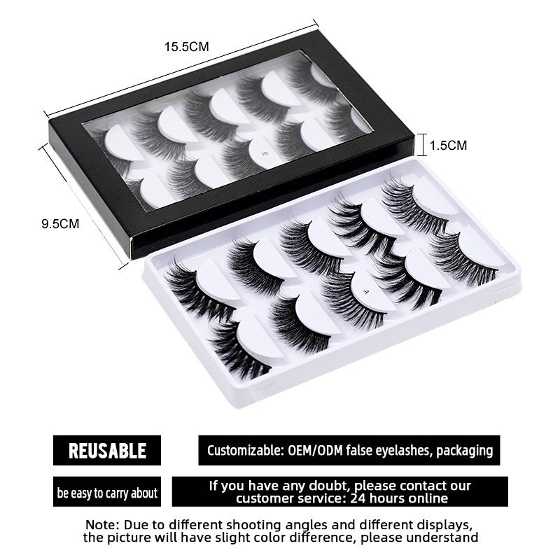 Chemical Fiber False Eyelashes 5 Pairs Thick Natural Curling - chemical fiber false eyelashes natural curling