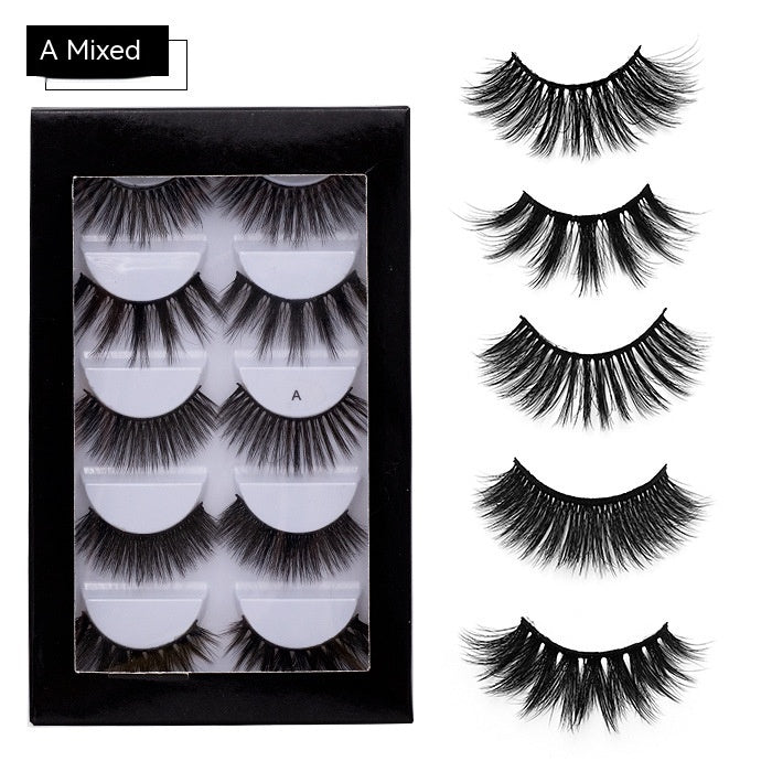 Chemical Fiber False Eyelashes 5 Pairs Thick Natural Curling - chemical fiber false eyelashes natural curling