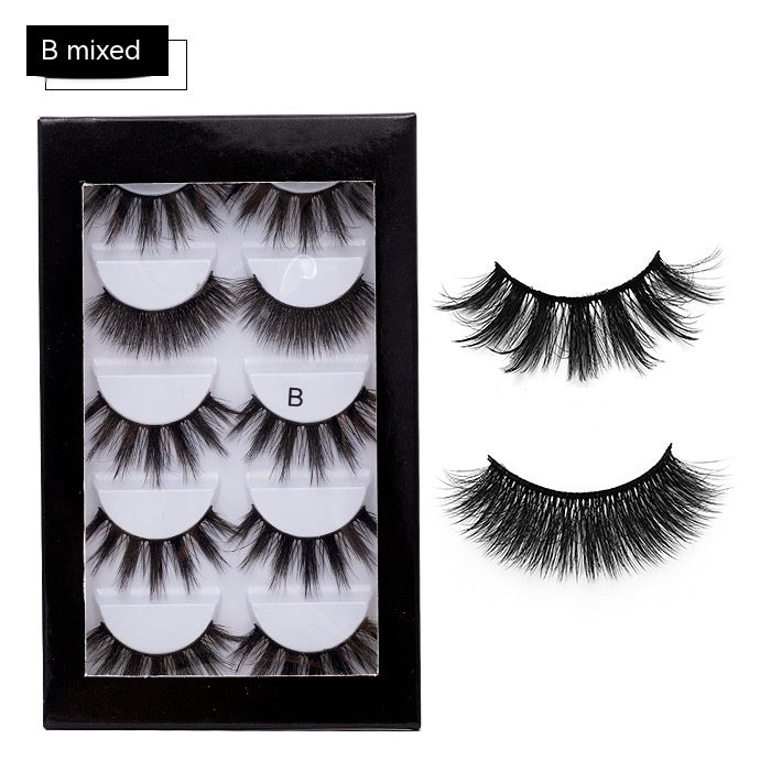 Chemical Fiber False Eyelashes 5 Pairs Thick Natural Curling - chemical fiber false eyelashes natural curling