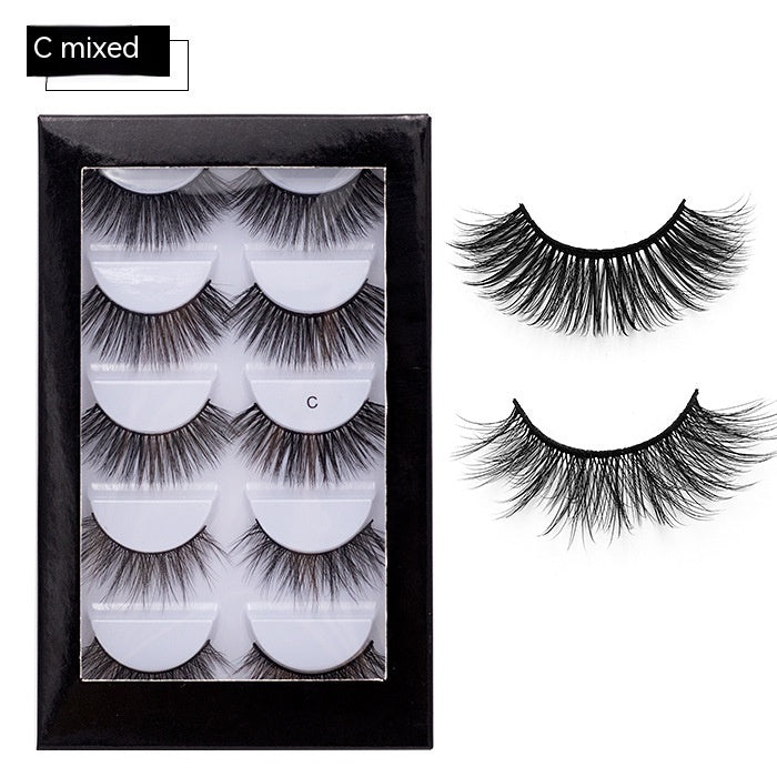 Chemical Fiber False Eyelashes 5 Pairs Thick Natural Curling - chemical fiber false eyelashes natural curling
