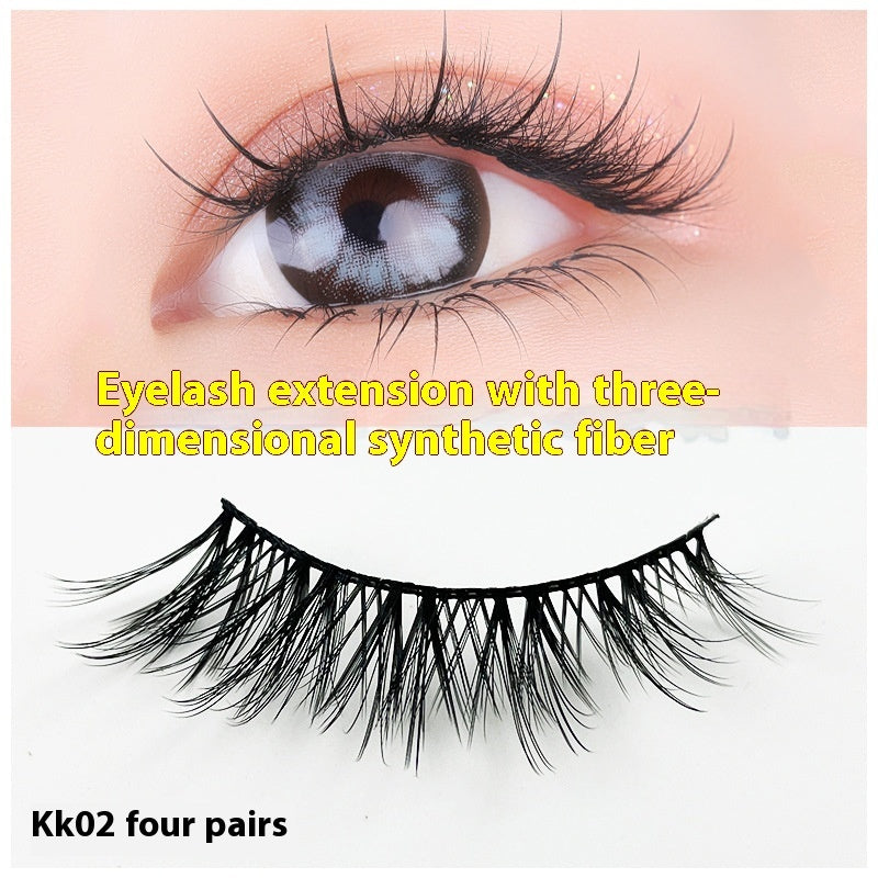 Chemical Fiber KK02 Lengthened False Eyelashes with Four Pairs for Eye Tail Lengthening - Teleplus eye tail lengthened