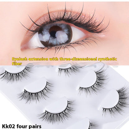 Chemical Fiber KK02 Lengthened False Eyelashes with Four Pairs for Eye Tail Lengthening - Teleplus eye tail lengthened
