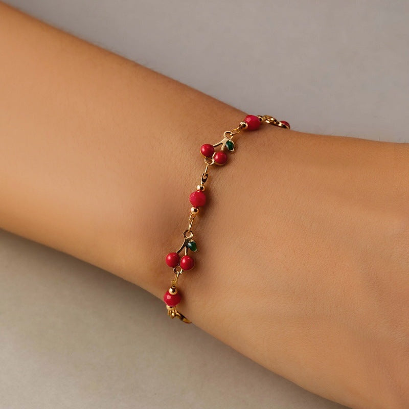 Cherry Bracelet Women’s Sweet Fashion Fruit - Cherry Bracelet Women’s Sweet Fashion Fruit Jewelry