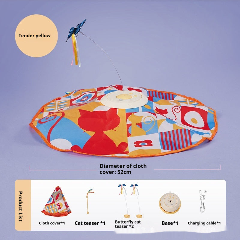 Cherry Powder Pet Toy with Send USB Charging Cable and Cloth Day Yellow - [sent] send usb charging cable