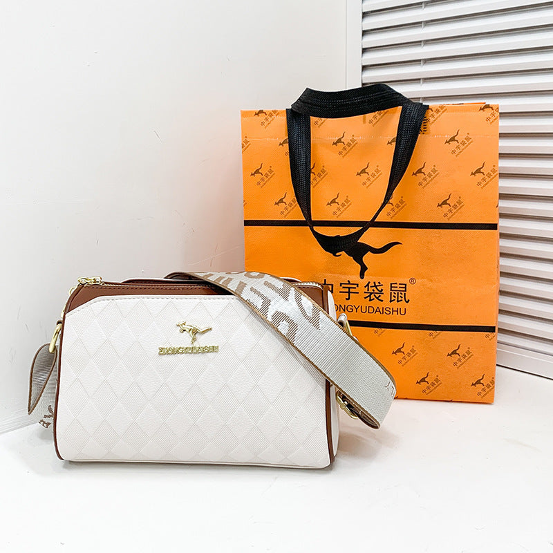 Chessboard Plaid Bag with Wide Shoulder Strap and Multiple Storage Pockets - Teleplus bag chessboard plaid wide