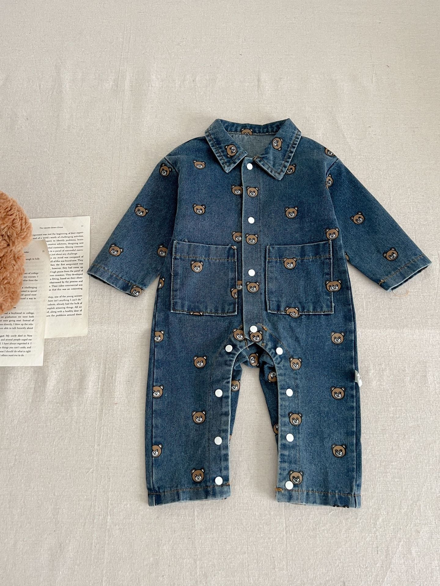 Child Bear Denim Jumpsuit - Child Bear Denim Jumpsuit for Tiny Adventurers