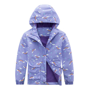 Child Waterproof Windproof Coat with Animal Plaid and Floral Designs - Design coat windproof waterproof jacket