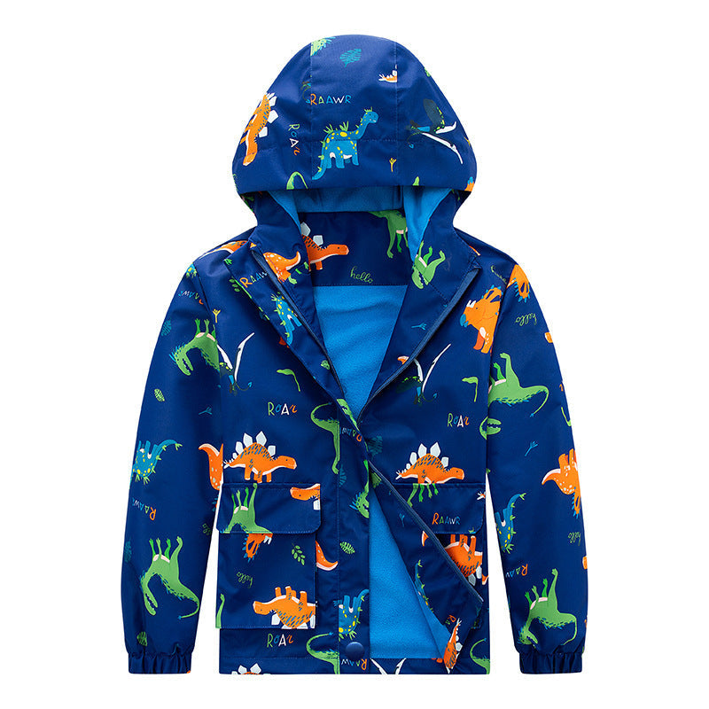 Child Waterproof Windproof Coat with Animal Plaid and Floral Designs - Design coat windproof waterproof jacket