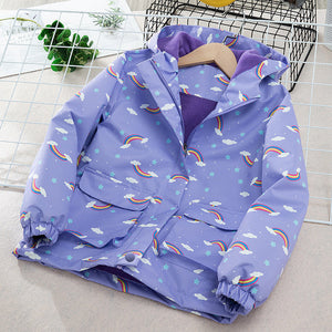 Child Waterproof Windproof Coat with Animal Plaid and Floral Designs - Design coat windproof waterproof jacket