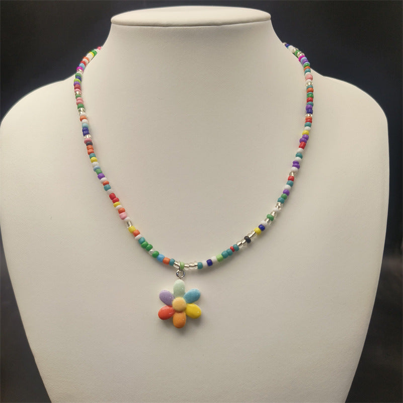 Rainbow Love Necklace for Kids in the United States with Resin Pendant and Colorful Flowers - Childlike united states