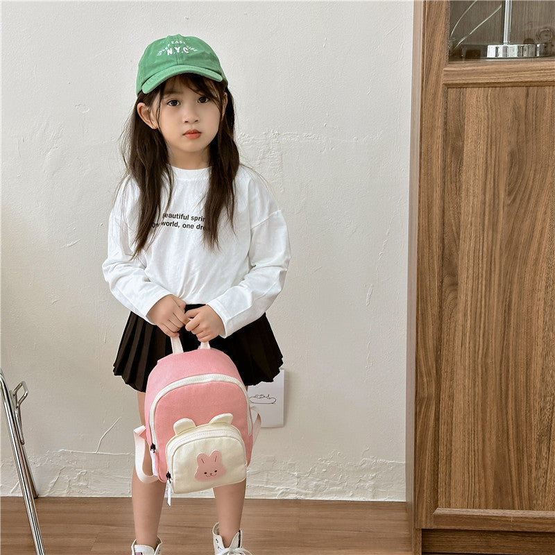 Children Backpack Cartoon Bunny Girls Color Matching Shoulders - Bunny Backpack: School Chic for Little Hoppers