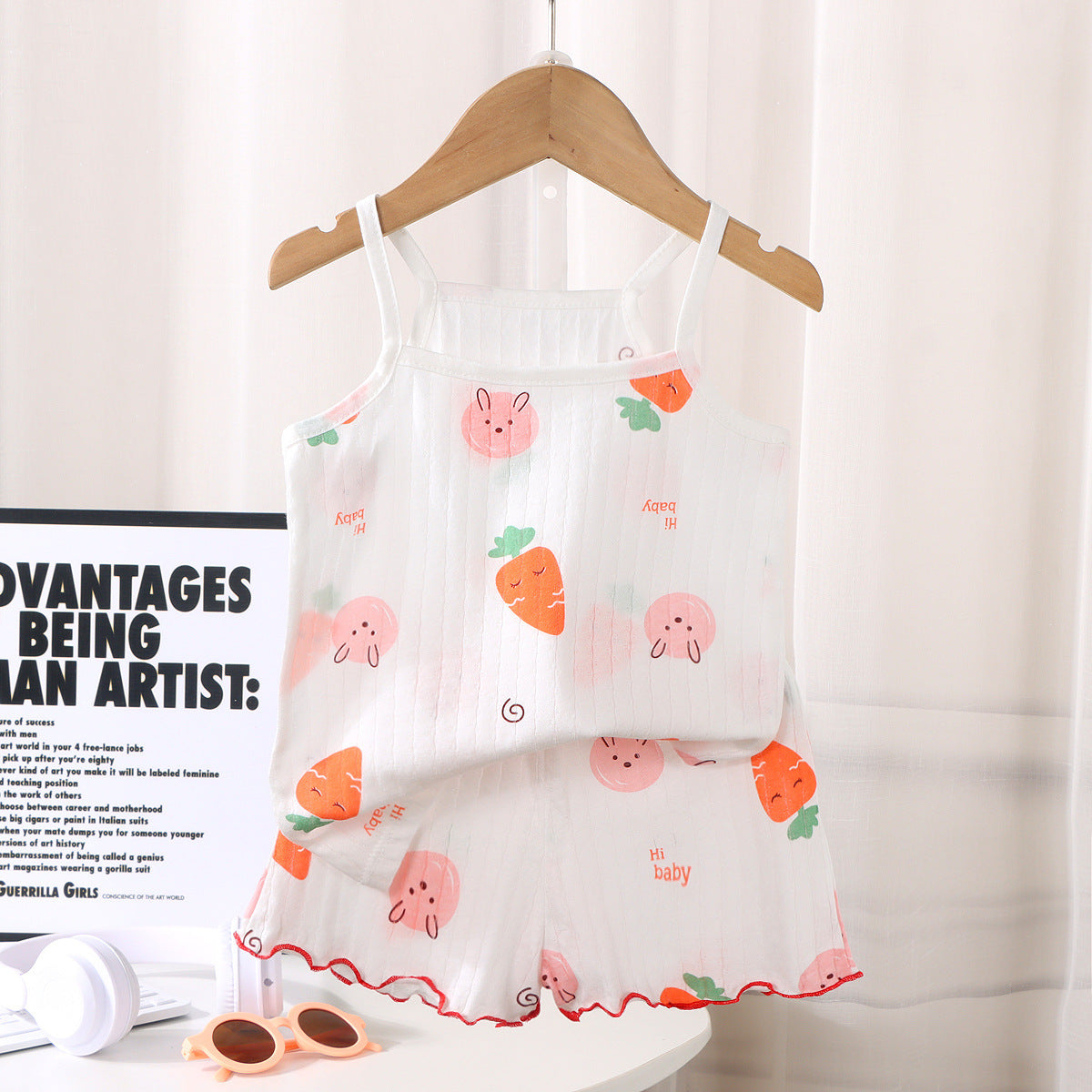 Children Straps Pajamas Summer Thin Baby Pantskirt Cotton Vest Girls’ Sleeveless Homewear Suit - Pajama Party