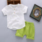 Children’s Casual Printed Cotton Linen Short Sleeved Pants Set - Kids in Short Sleeved Pants Look Cooler Than Adults