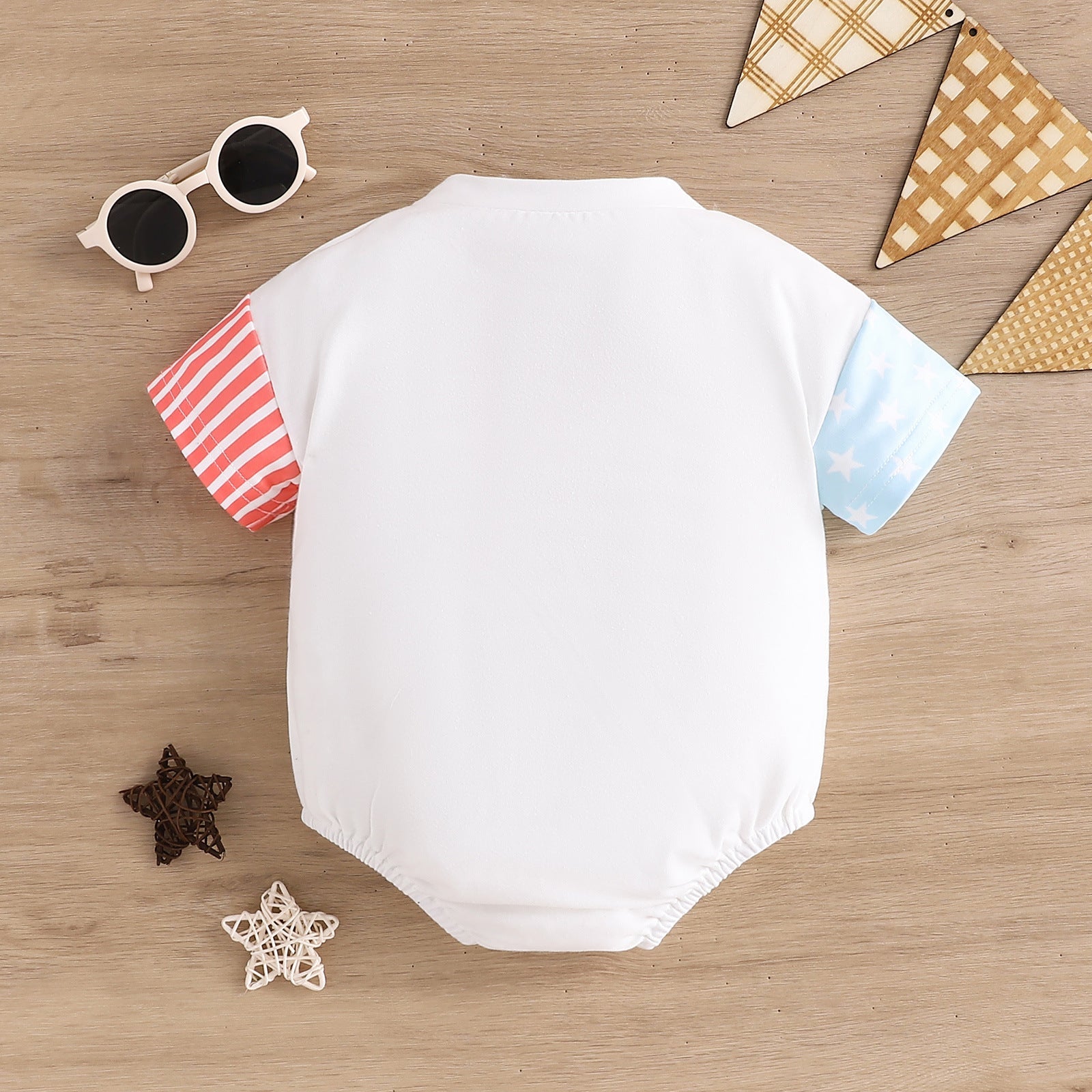 Children’s Clothing Baby Short Sleeved Kazakhstan Romper Children’s Letter Triangle Jumpsuit - Triangle Jumpsuit